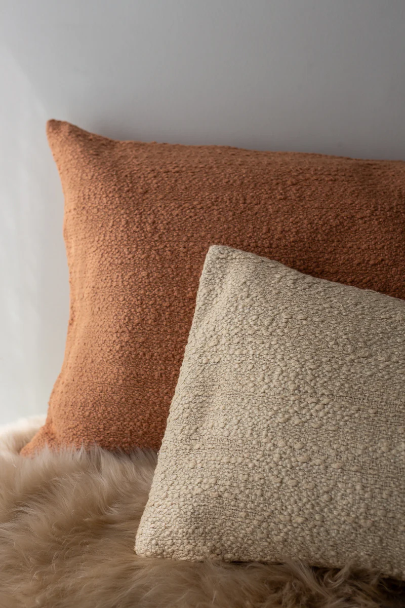 Slubby Cotton Textured Cushion – Square – Almond Beige - Image 5